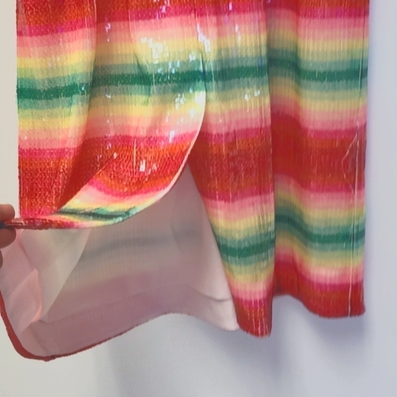 J.Crew Short-Sleeve Sequin Dress in Watermelon Stripe Size 2 - Picture 13 of 16